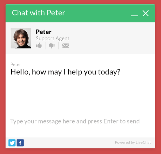 screenshot of automatic greetings on live chat